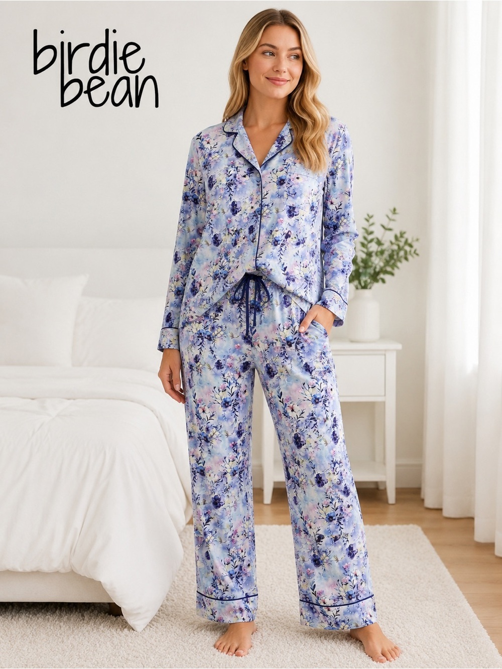 Birdie Bean Women's Blue Floral Pajama Set